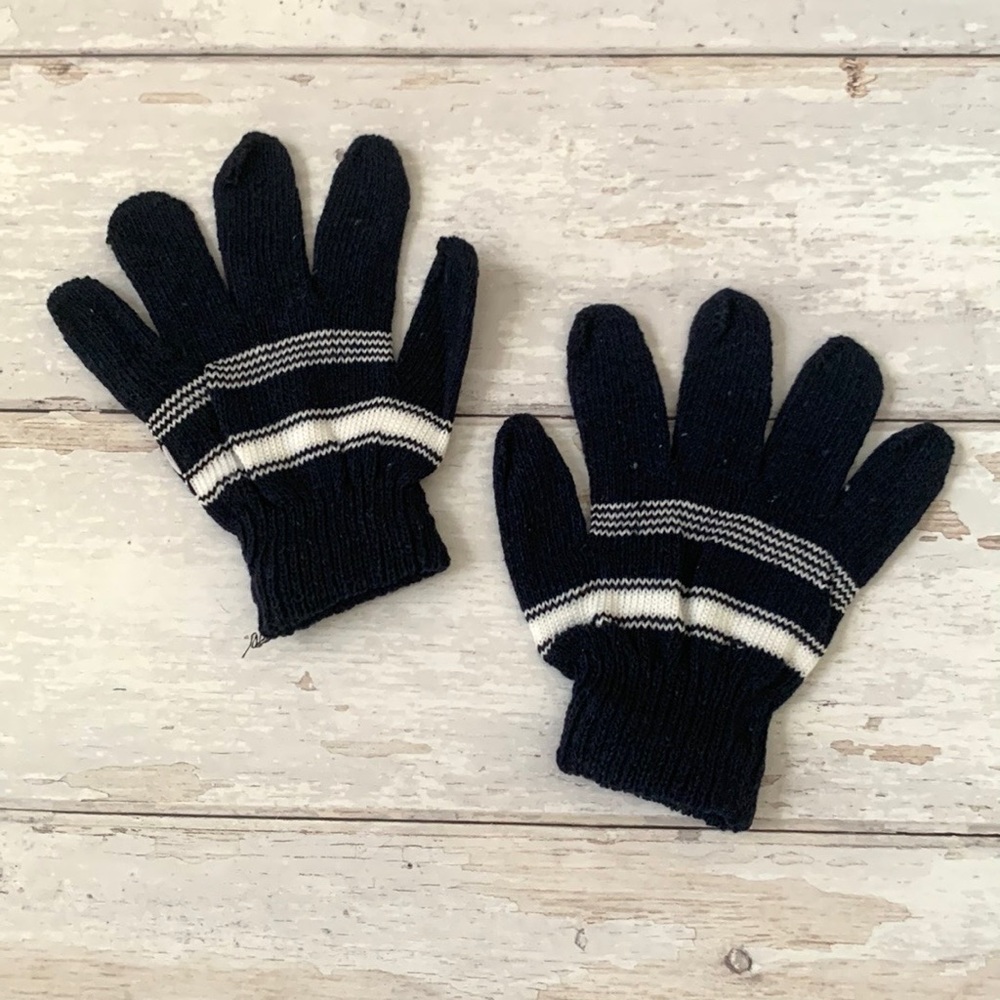 L.L. Bean Kids Wool Blend Mittens Winter Gloves Boys Navy Blue Fits 3-7 Yrs NEW